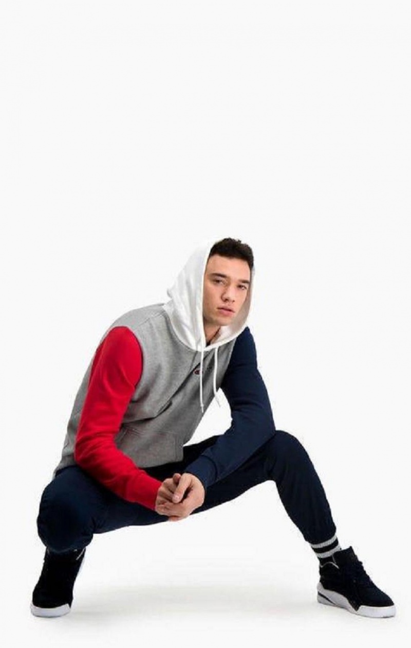 Champion Contrast Colour Block Sleeve Hoodie Hettegenser Herre Mørke Grå | 4297-XYRNW