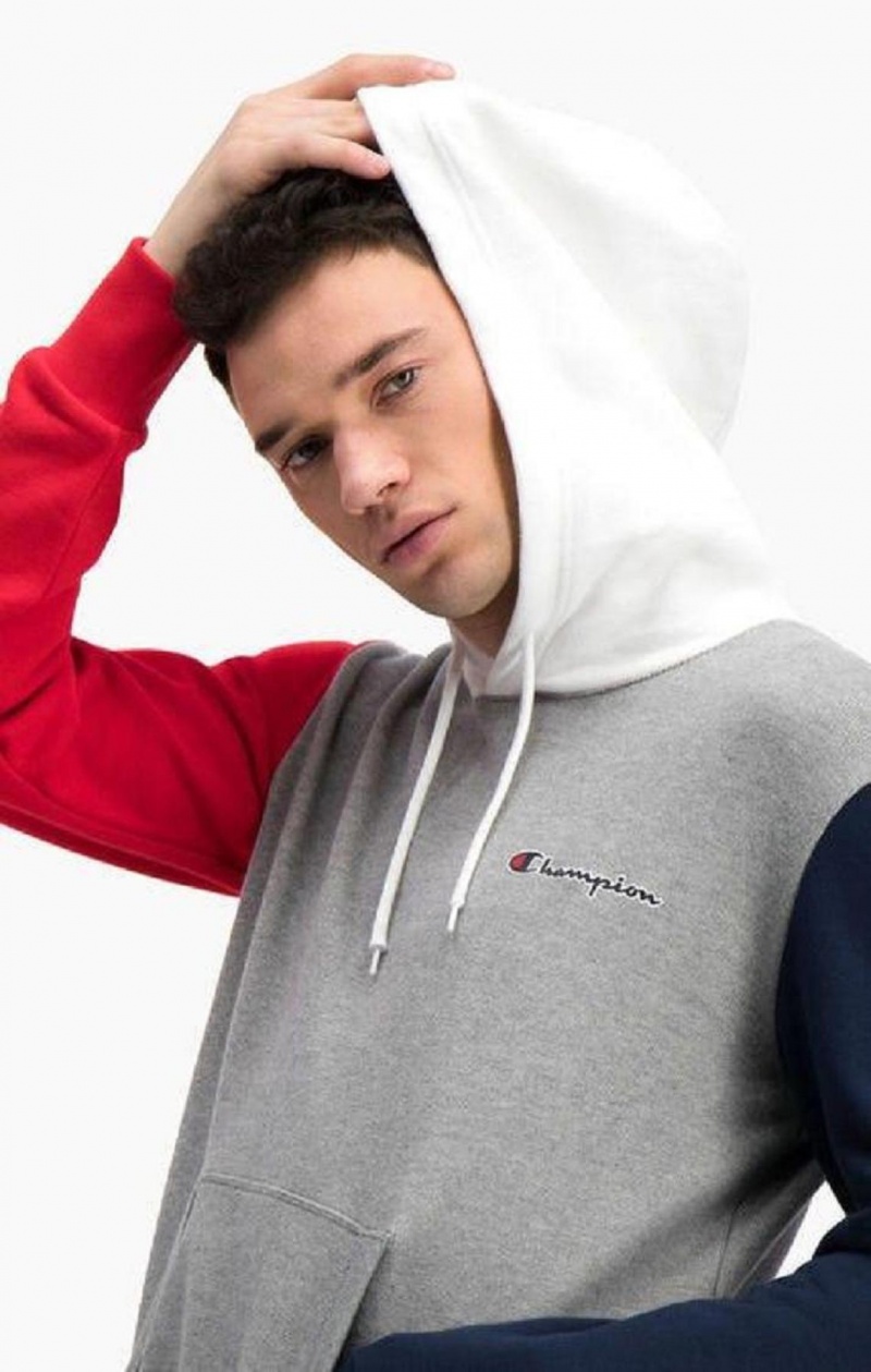 Champion Contrast Colour Block Sleeve Hoodie Hettegenser Herre Mørke Grå | 4297-XYRNW