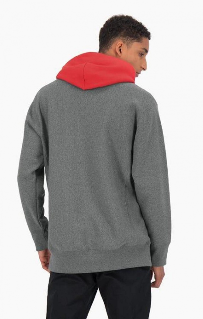 Champion Contrast Hood Reverse Weave Hoodie Hettegenser Herre Mørke Grå | 2096-MEYQP