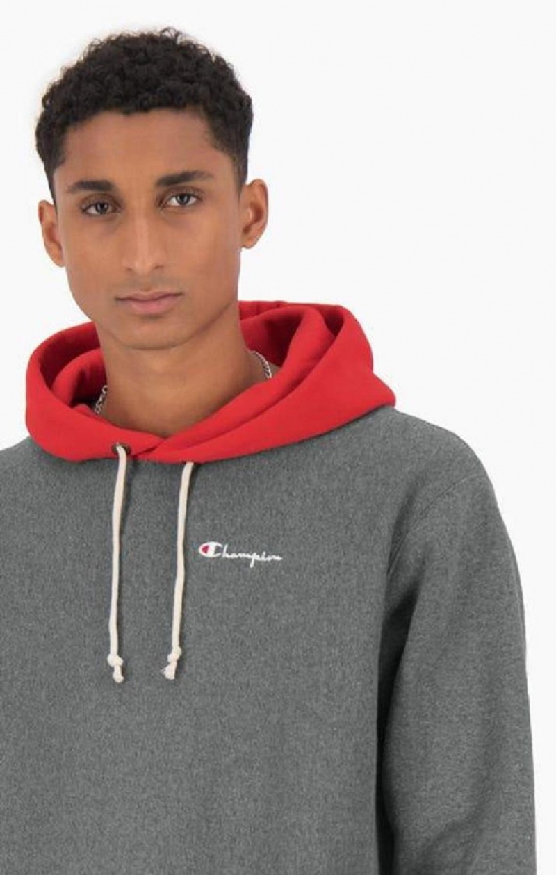 Champion Contrast Hood Reverse Weave Hoodie Hettegenser Herre Mørke Grå | 2096-MEYQP