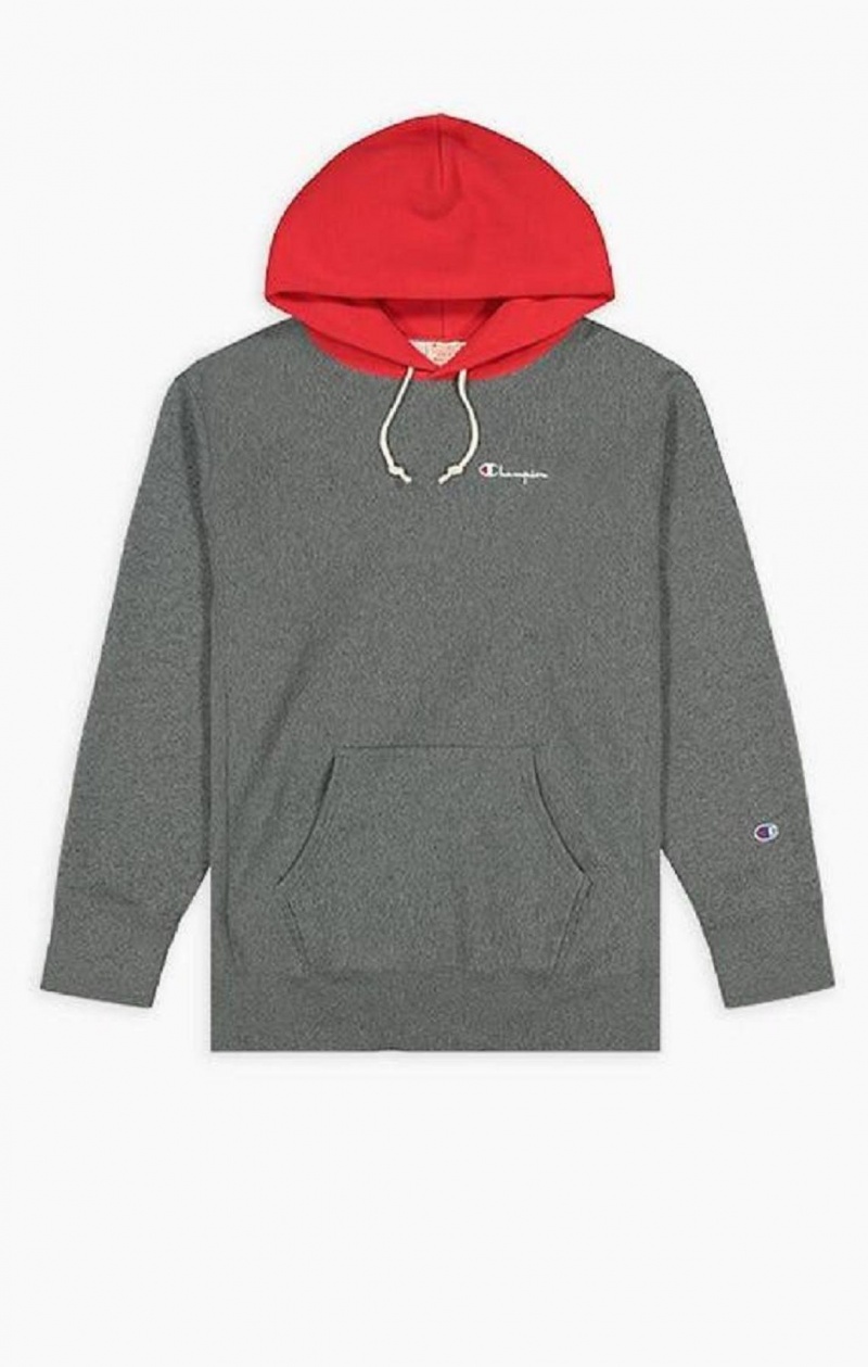 Champion Contrast Hood Reverse Weave Hoodie Hettegenser Herre Mørke Grå | 2096-MEYQP