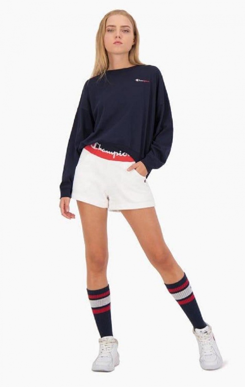 Champion Contrast Liv Script Logo Shorts Shorts Dame Hvite | 0923-KTDYG