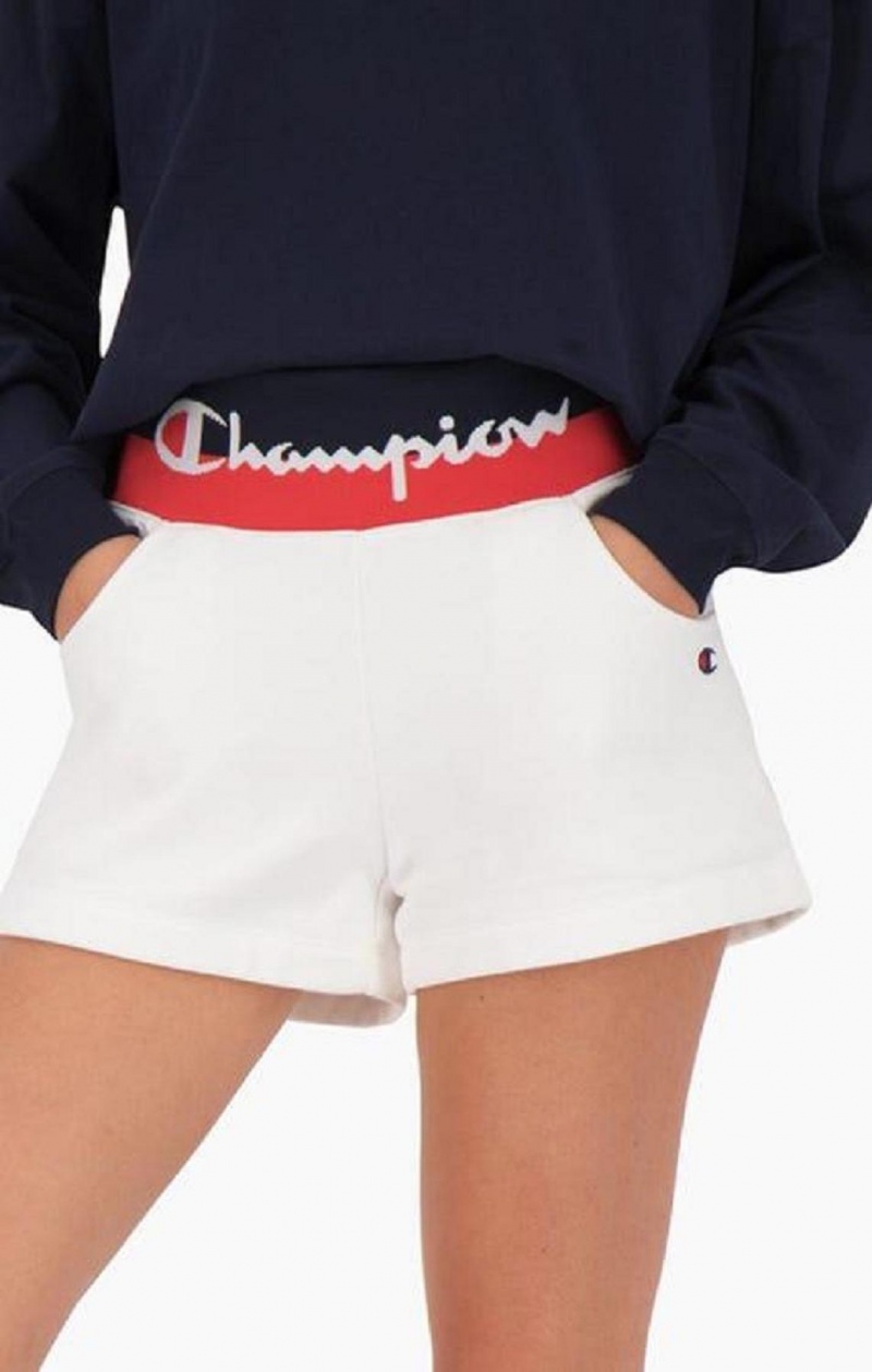 Champion Contrast Liv Script Logo Shorts Shorts Dame Hvite | 0923-KTDYG