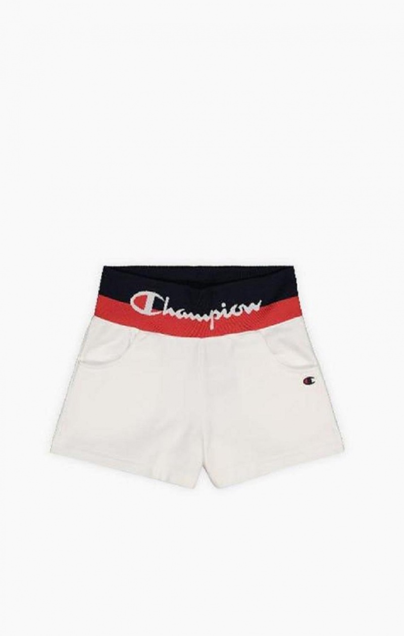 Champion Contrast Liv Script Logo Shorts Shorts Dame Hvite | 0923-KTDYG