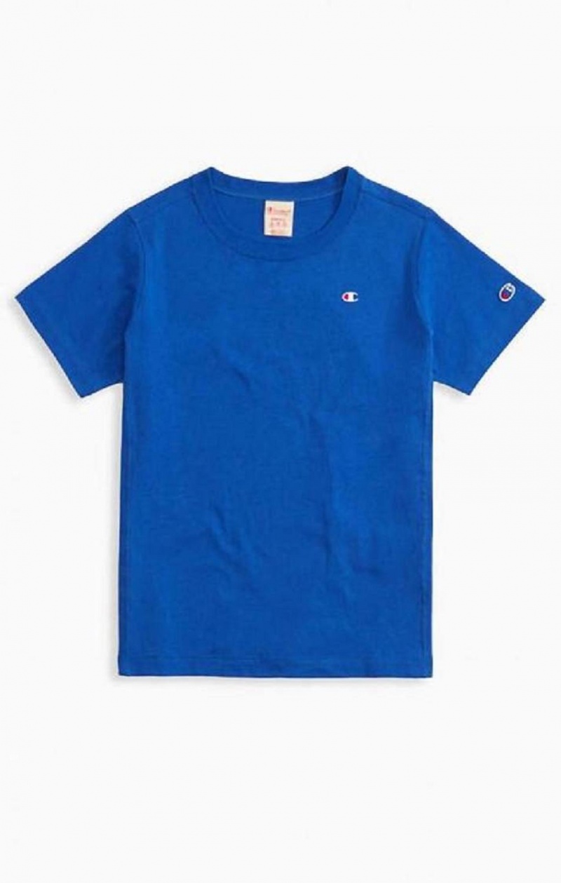 Champion Crew Neck T-Shirt T-skjorte Dame Blå | 5279-NGLAF