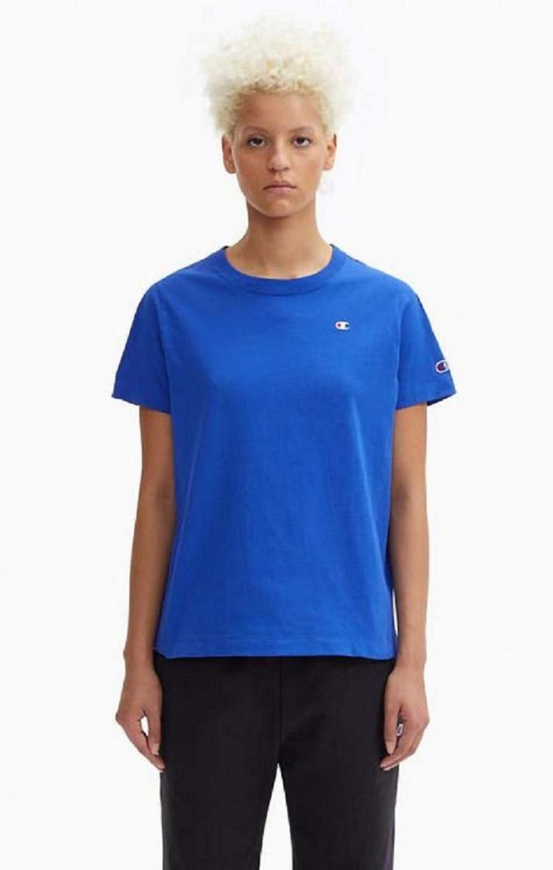 Champion Crew Neck T-Shirt T-skjorte Dame Blå | 5279-NGLAF