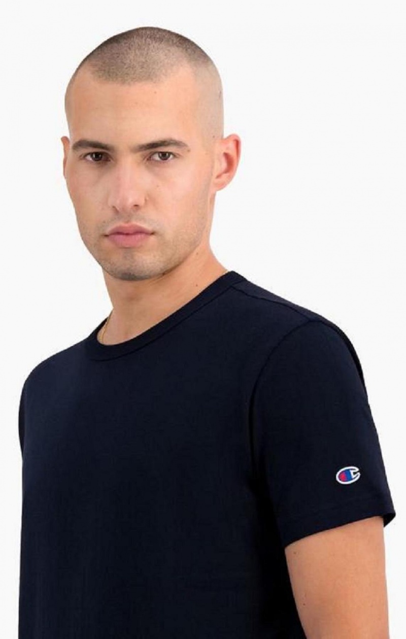 Champion Crew Neck T-Shirt T-skjorte Herre Mørke Blå | 5197-LYUSE