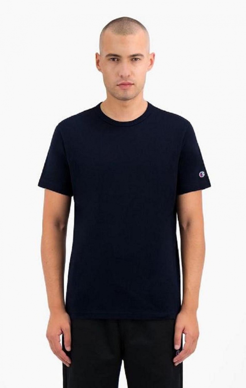 Champion Crew Neck T-Shirt T-skjorte Herre Mørke Blå | 5197-LYUSE