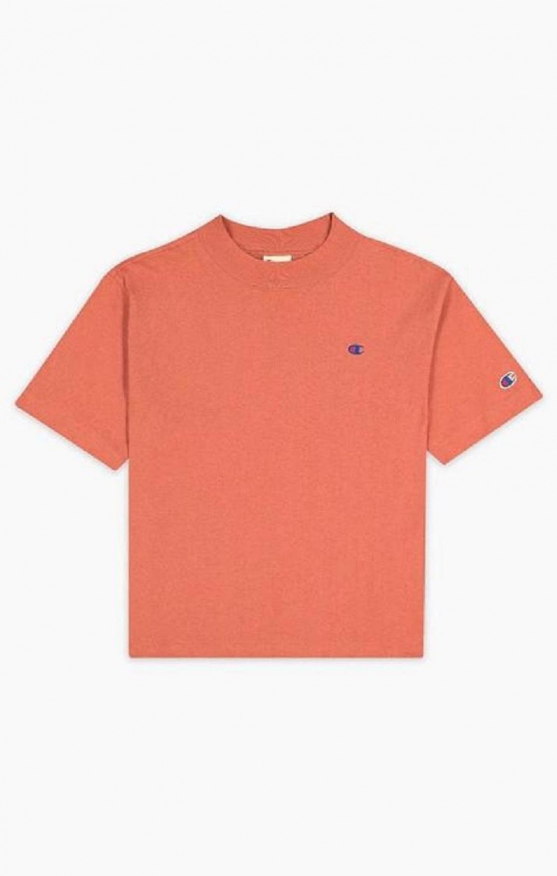 Champion Crewneck C Logo T-Shirt T-skjorte Dame Burgunder | 0128-WAOTN