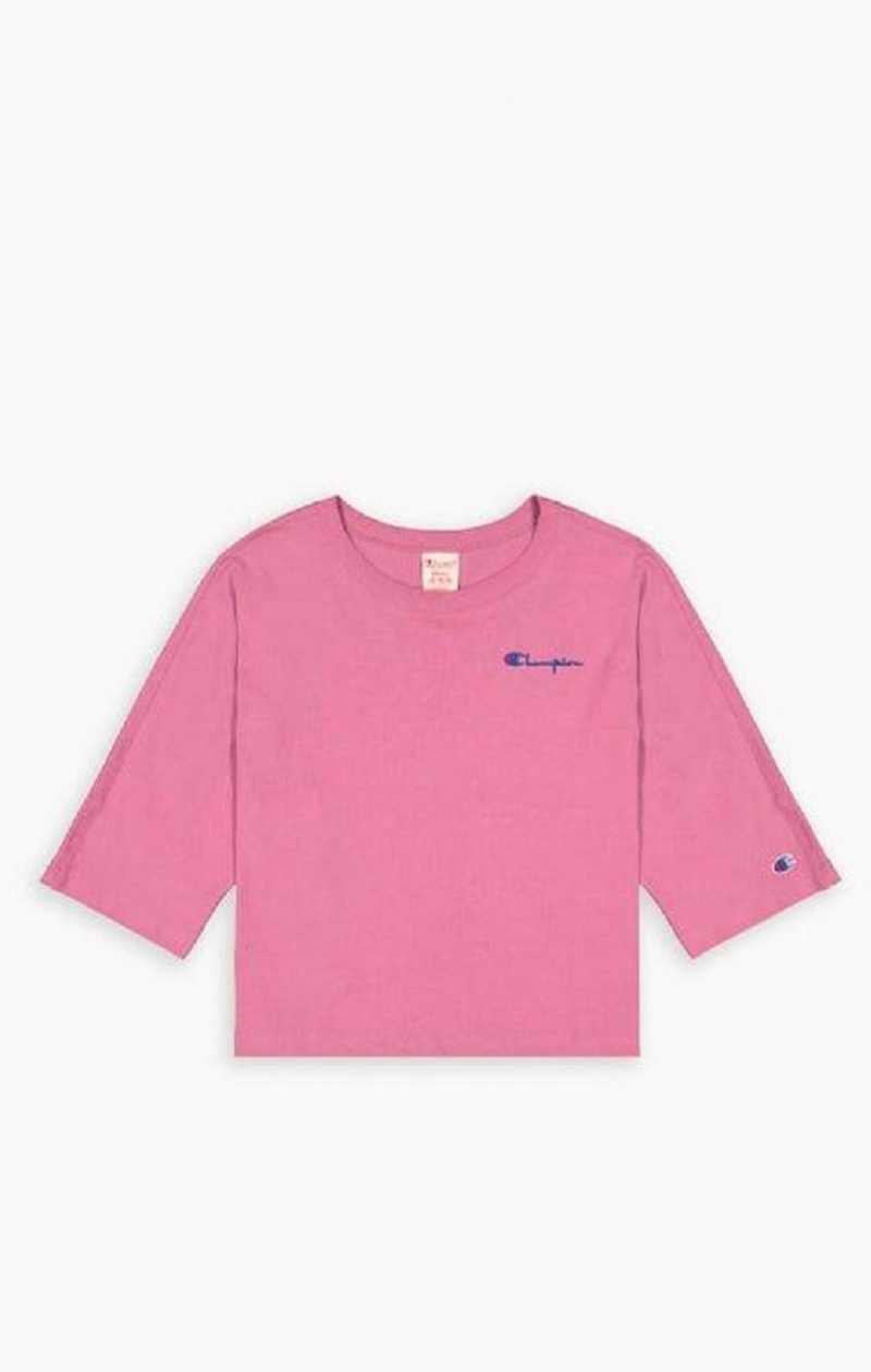 Champion Cropped Script Logo T-Shirt T-skjorte Dame Rød | 4172-KICER