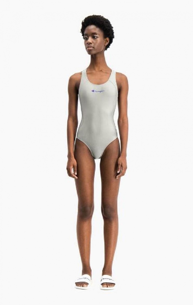 Champion Cross Back Scoop Neck Swimsuit Badetøy Dame Lyse Grå | 0761-ZVOXP