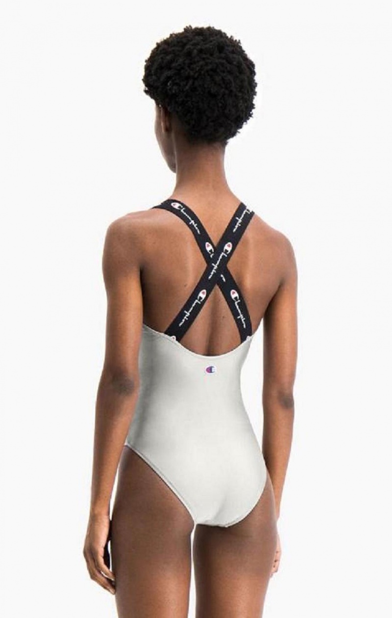 Champion Cross Back Scoop Neck Swimsuit Badetøy Dame Lyse Grå | 0761-ZVOXP