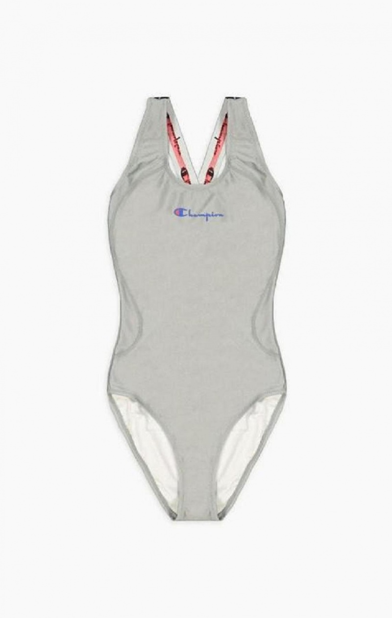 Champion Cross Back Scoop Neck Swimsuit Badetøy Dame Lyse Grå | 0761-ZVOXP