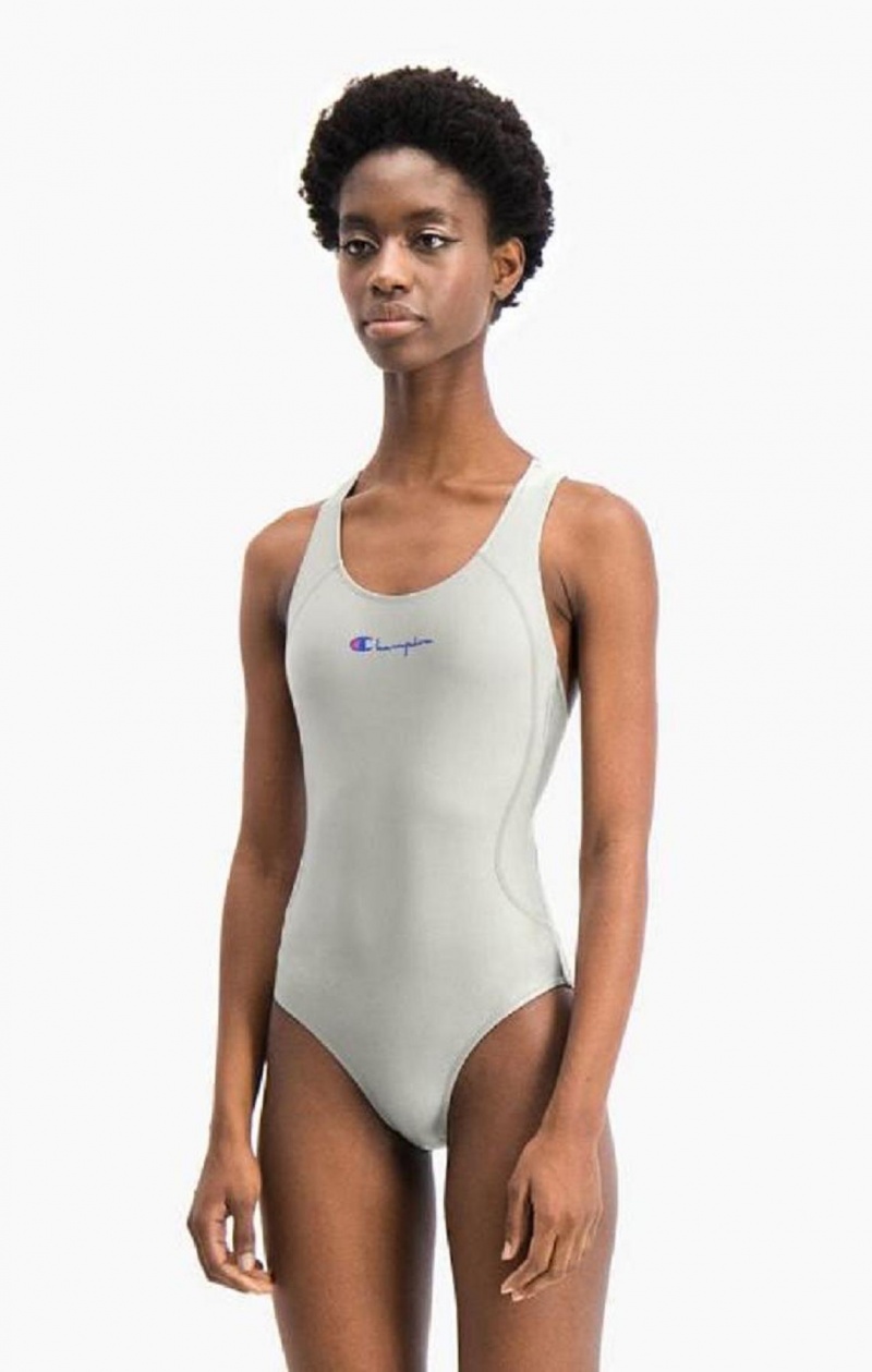 Champion Cross Back Scoop Neck Swimsuit Badetøy Dame Lyse Grå | 0761-ZVOXP