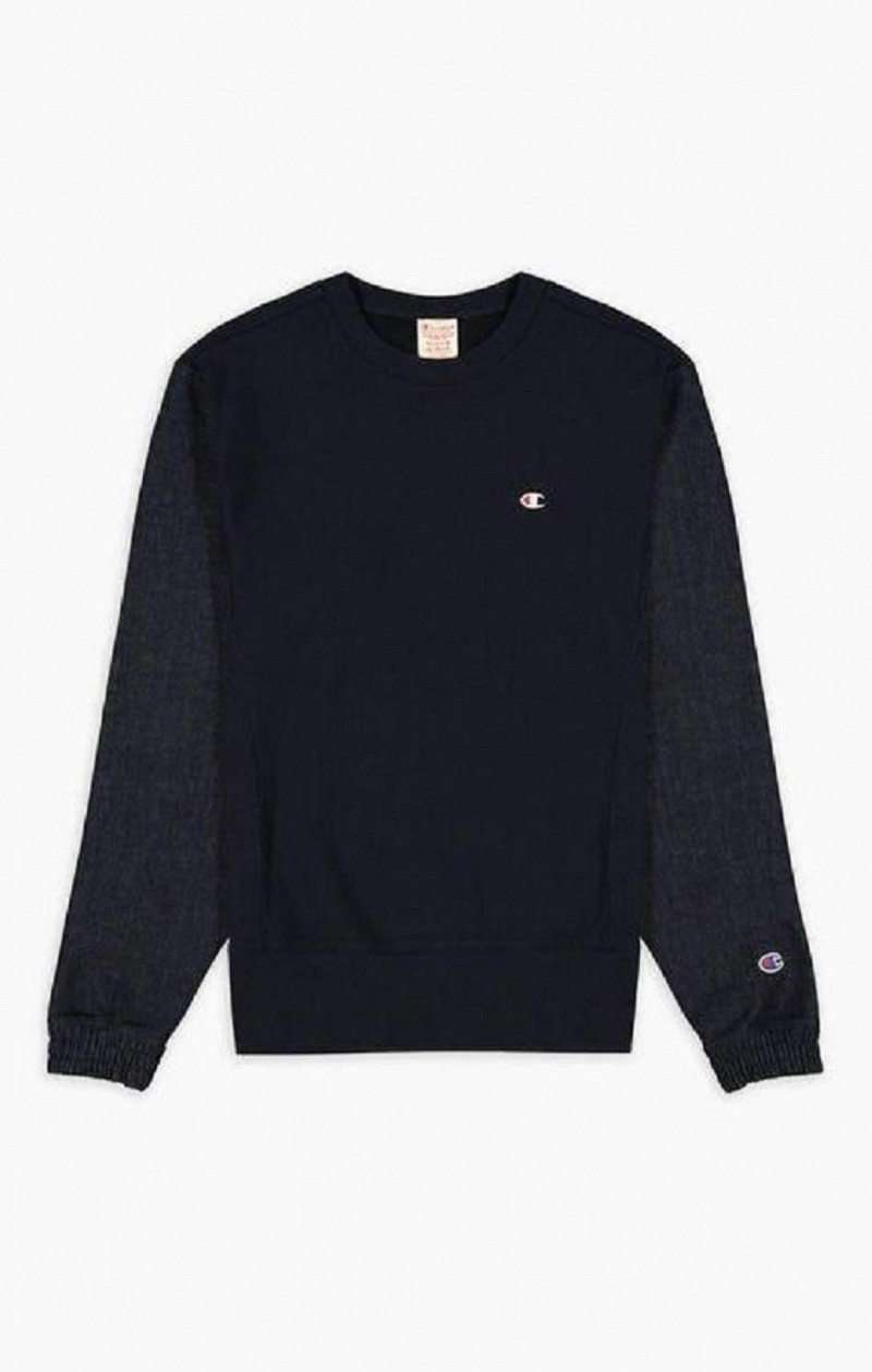 Champion Denim Reverse Weave Sweatshirt Gensere Herre Mørke Blå | 8427-HOLDP