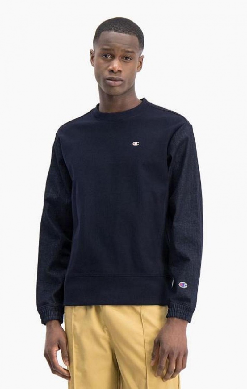 Champion Denim Reverse Weave Sweatshirt Gensere Herre Mørke Blå | 8427-HOLDP