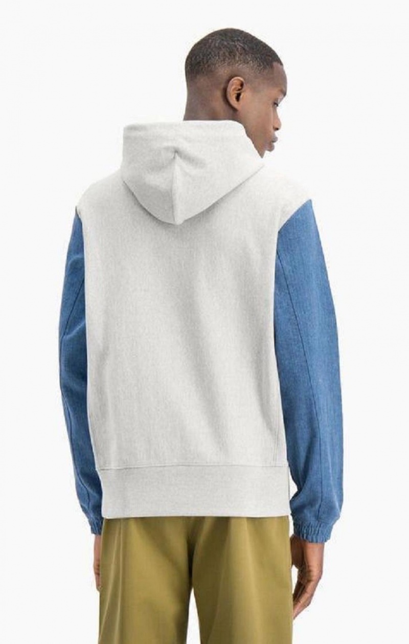 Champion Denim Sleeve Reverse Weave Hoodie Hettegenser Herre Lyse Grå | 7365-SQHET