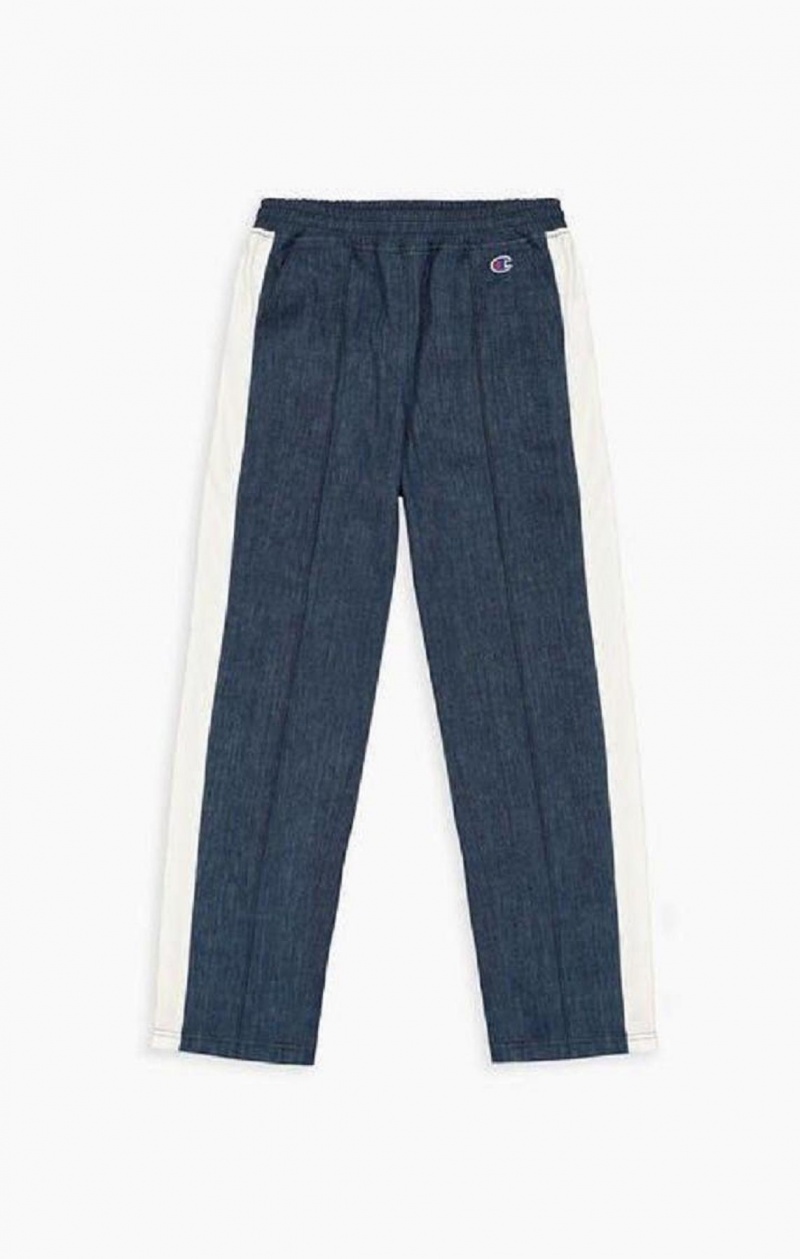 Champion Denim Stripe Flared Track Pants Joggebukse Dame Turkis Blå | 6973-NTBGV