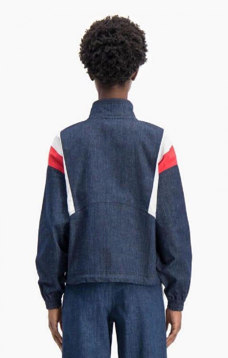 Champion Denim Stripe Track Jacket Jakker Dame Turkis Blå | 4217-YJHMT