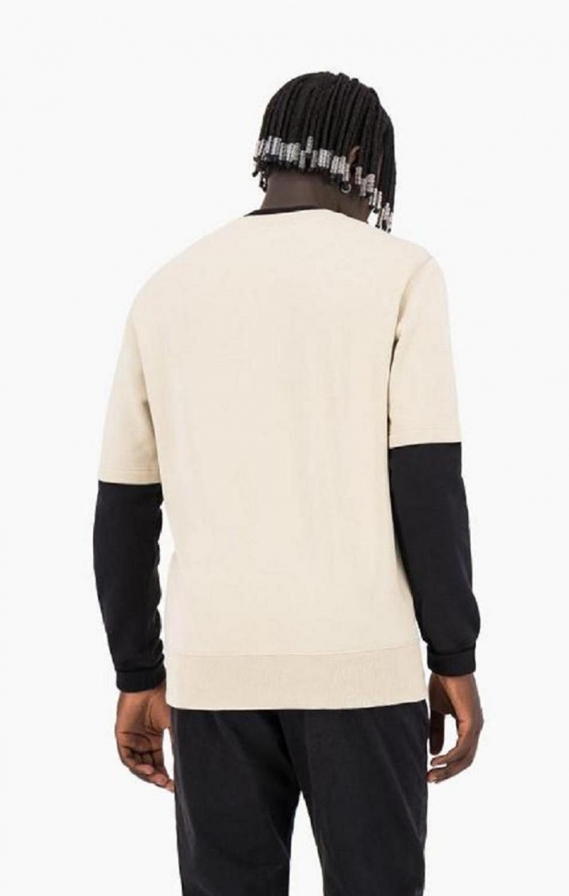 Champion Double Layer Crew Neck Sweatshirt Gensere Herre Brune | 6235-QDSTU