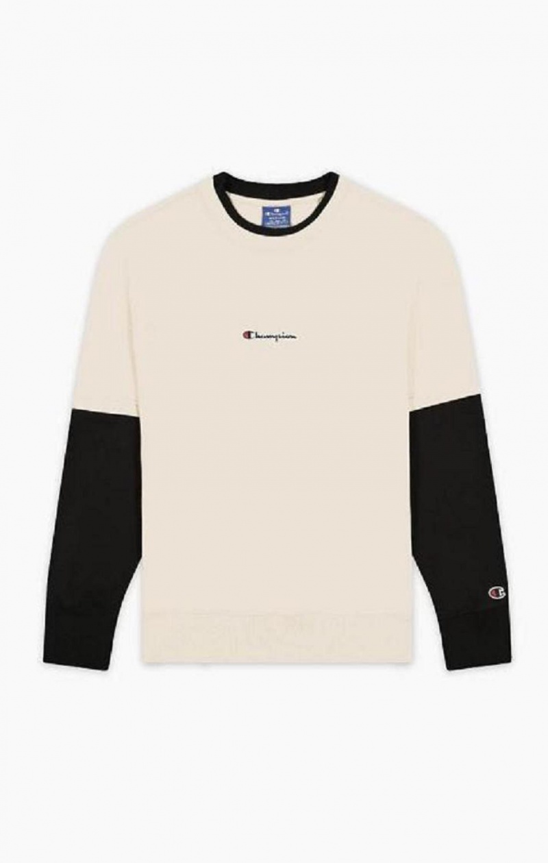 Champion Double Layer Crew Neck Sweatshirt Gensere Herre Brune | 6235-QDSTU