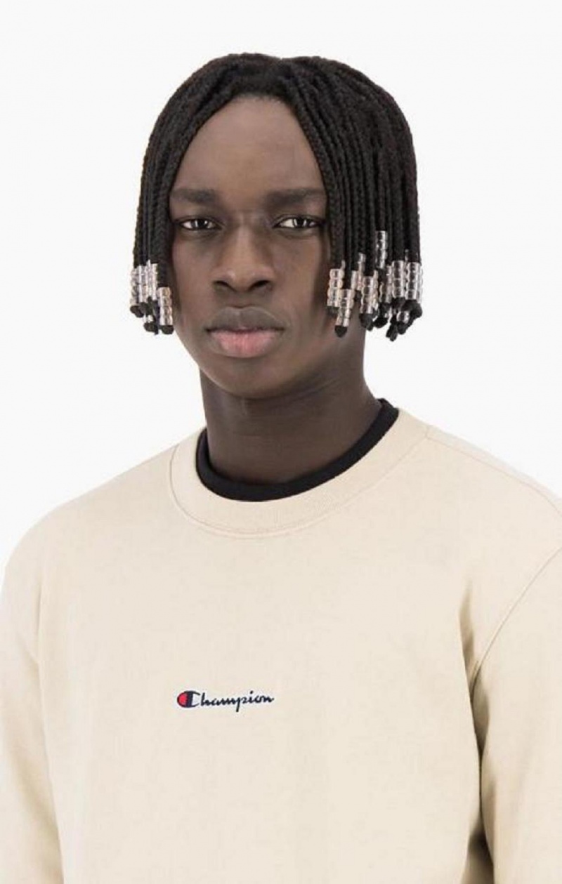 Champion Double Layer Crew Neck Sweatshirt Gensere Herre Brune | 6235-QDSTU