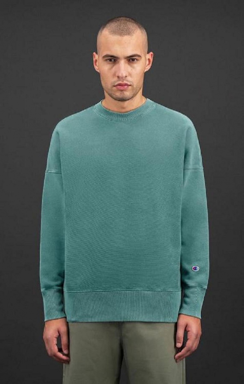 Champion Drop Shoulder Reverse Weave Sweatshirt Gensere Herre Grønn | 2683-ABWVM