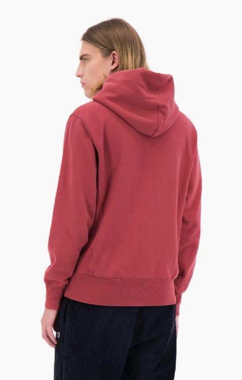 Champion Embossed Script Logo Reverse Weave Hoodie Hettegenser Herre Rød | 6249-KTZLA