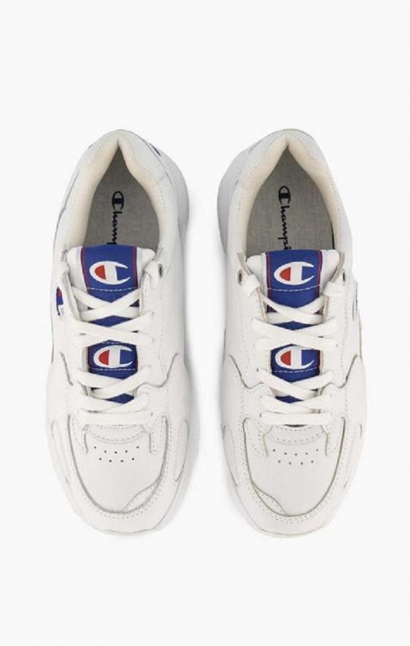 Champion Embroidered Logo Lær Trainers Joggesko Dame Hvite | 0234-BTGJR