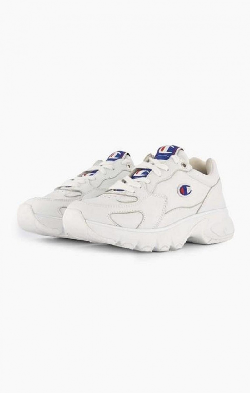 Champion Embroidered Logo Lær Trainers Joggesko Dame Hvite | 0234-BTGJR