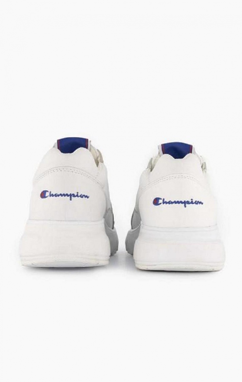 Champion Embroidered Logo Lær Trainers Joggesko Dame Hvite | 0234-BTGJR