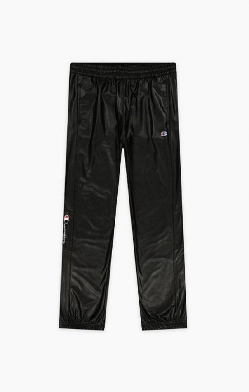 Champion Faux Lær Track Pants Joggebukse Herre Svarte | 9347-SYHXE