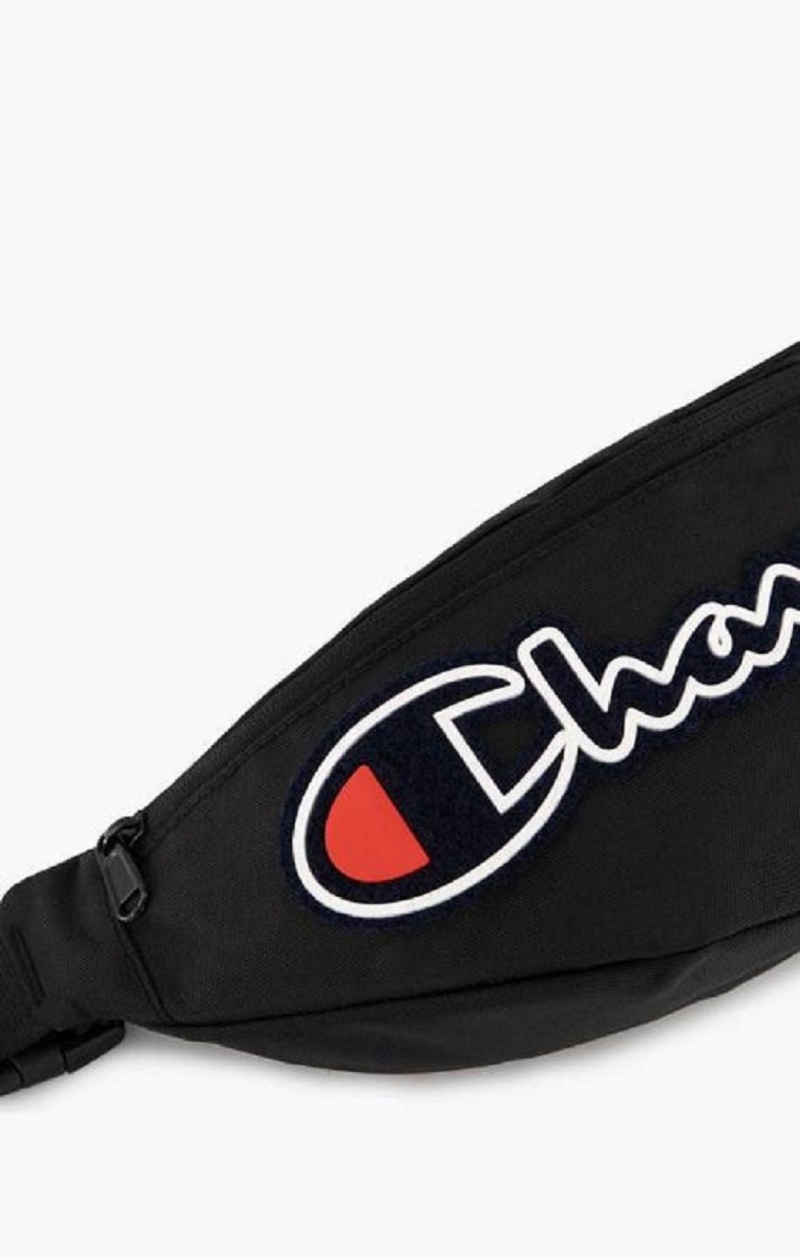 Champion Felt Script Logo Air Mesh Belt Bag Vesker Herre Svarte | 9358-XDMSA