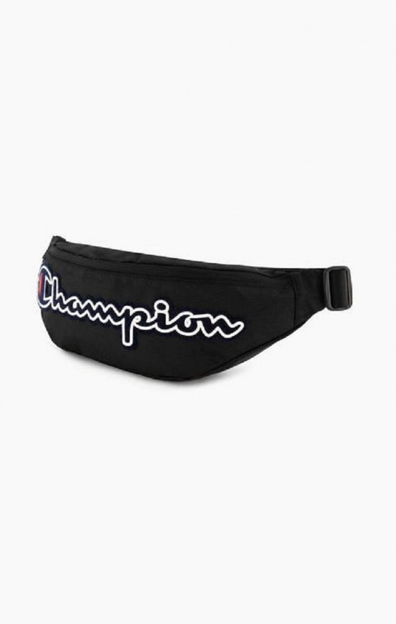 Champion Felt Script Logo Air Mesh Belt Bag Vesker Herre Svarte | 9358-XDMSA