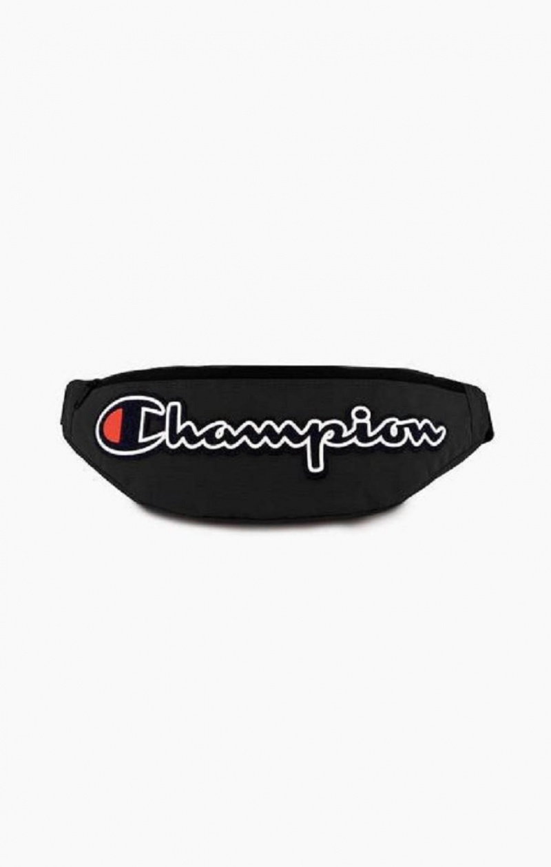 Champion Felt Script Logo Air Mesh Belt Bag Vesker Dame Svarte | 7523-YDANL