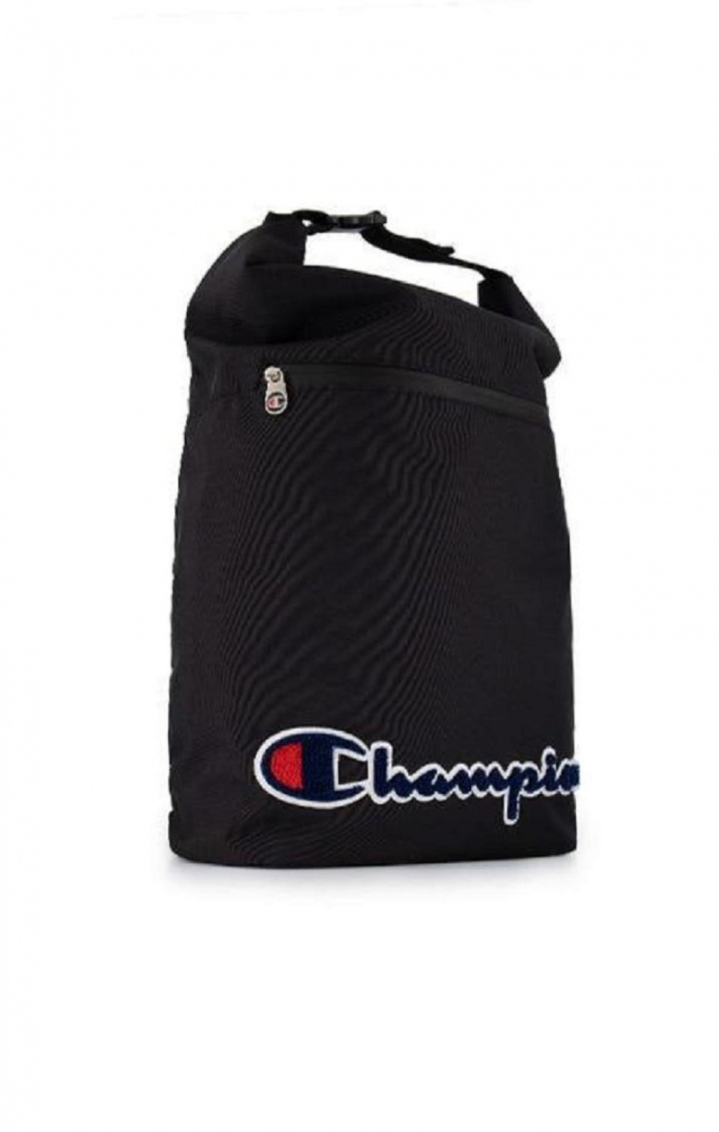 Champion Folding Top Script Logo Backpack Vesker Dame Svarte | 6385-WFAPV