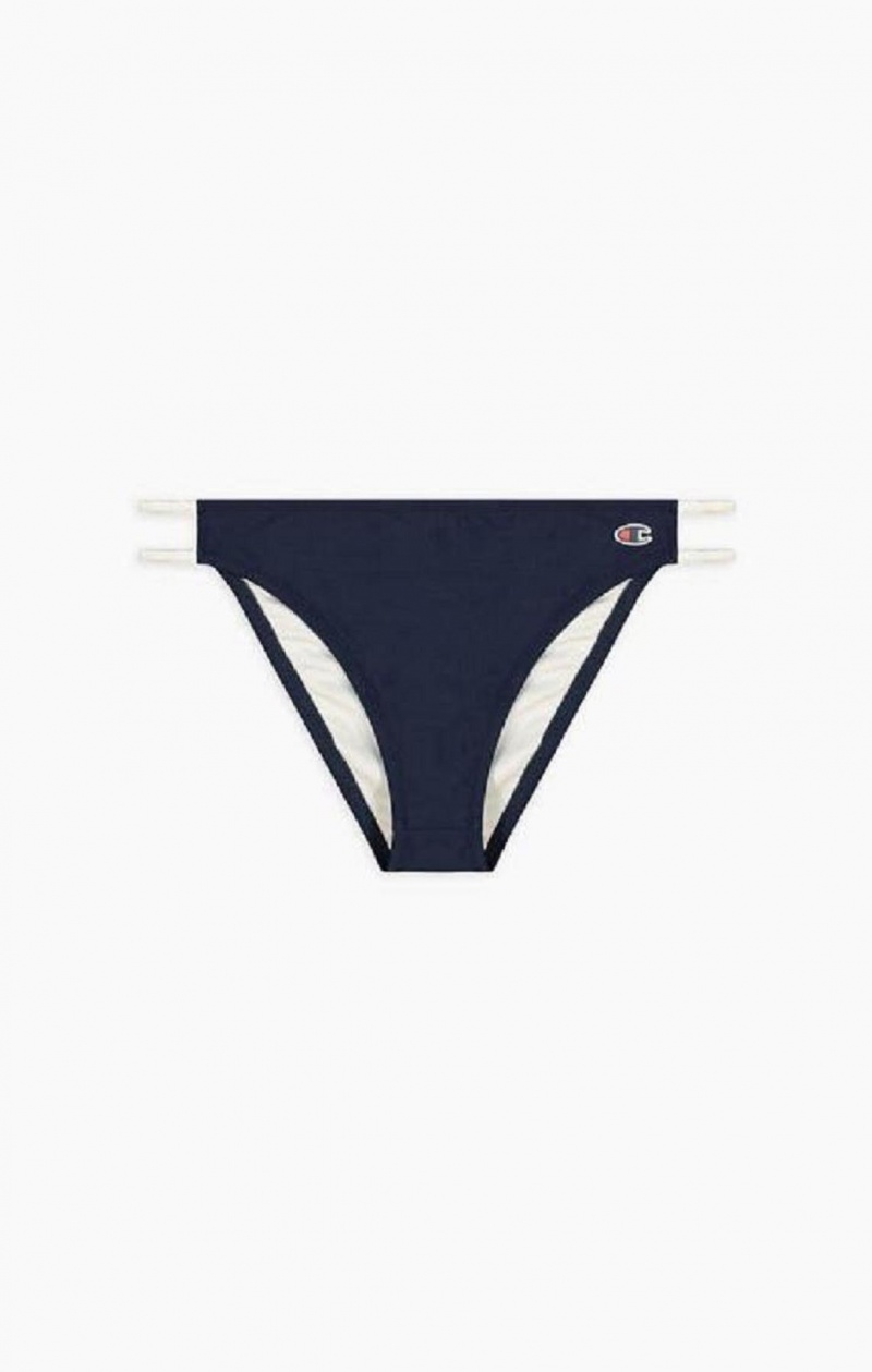 Champion Grafiske Stripe Double Reima Bikini Bottoms Badetøy Dame Mørke Blå | 8042-WLPXC