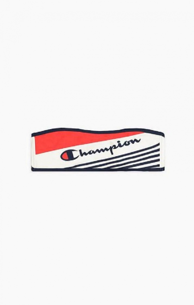 Champion Grafiske Stripe Logo Bandeau Bikini Top Badetøy Dame Hvite | 9386-AORXH