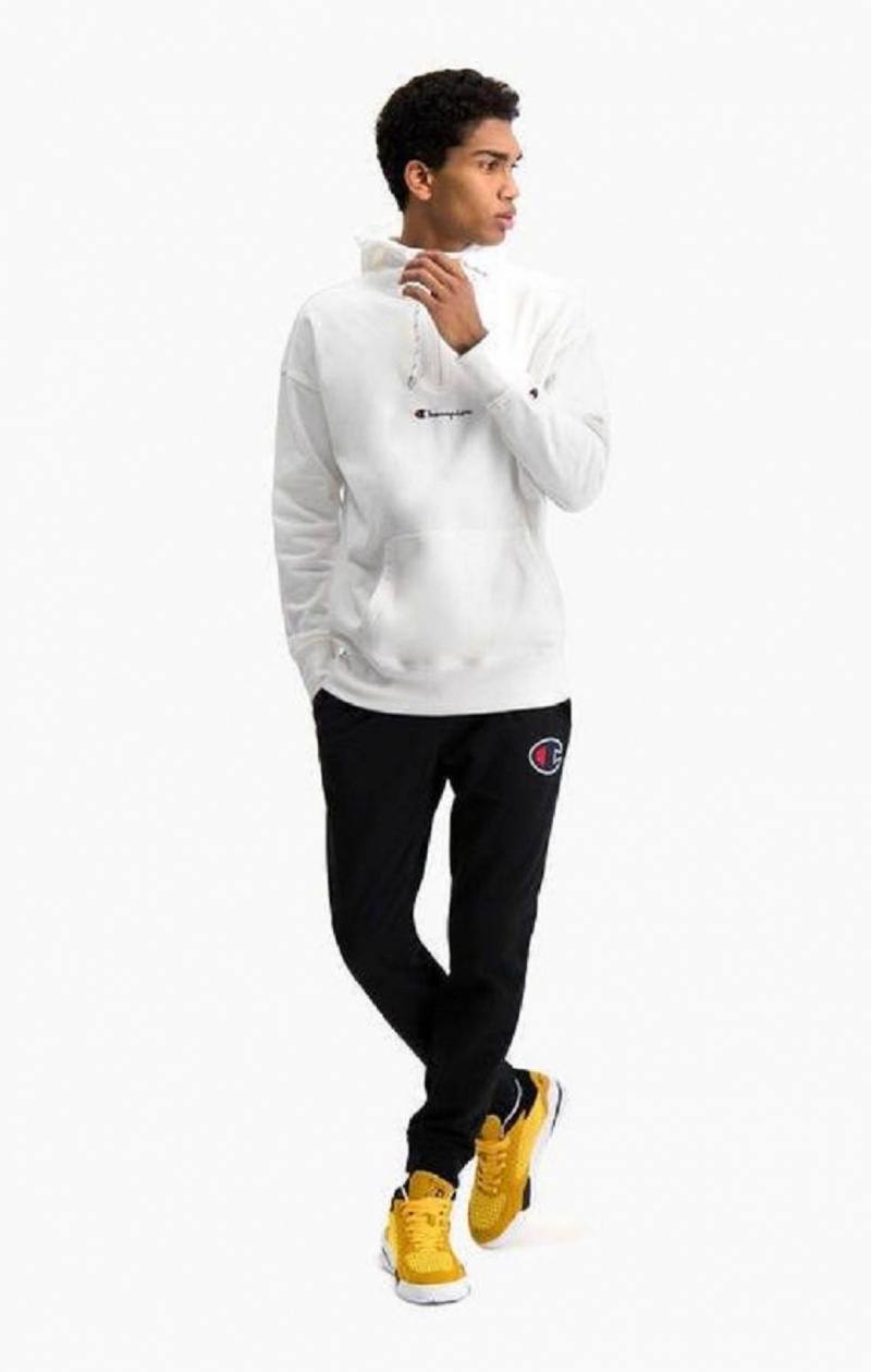 Champion Half Zip-Up Oversized Script Logo Hoodie Hettegenser Herre Hvite | 7658-AGIDQ