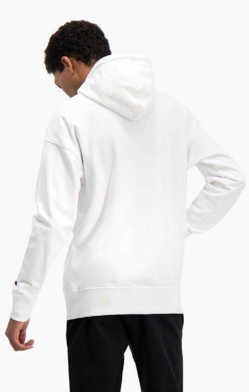 Champion Half Zip-Up Oversized Script Logo Hoodie Hettegenser Herre Hvite | 7658-AGIDQ