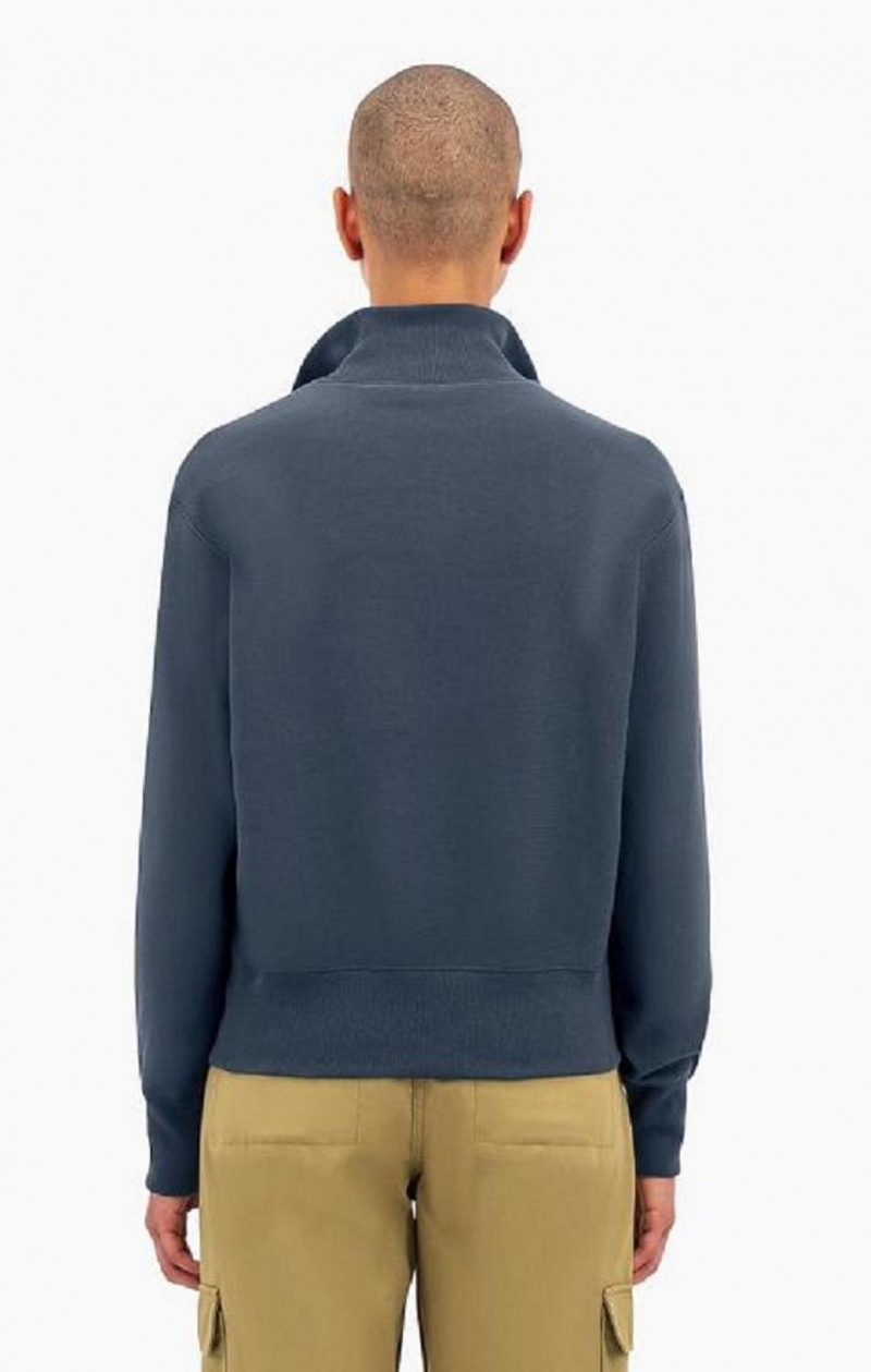 Champion Half Zip-Up Reverse Weave Cropped Sweatshirt Gensere Dame Mørke Turkis | 2973-DWJOG