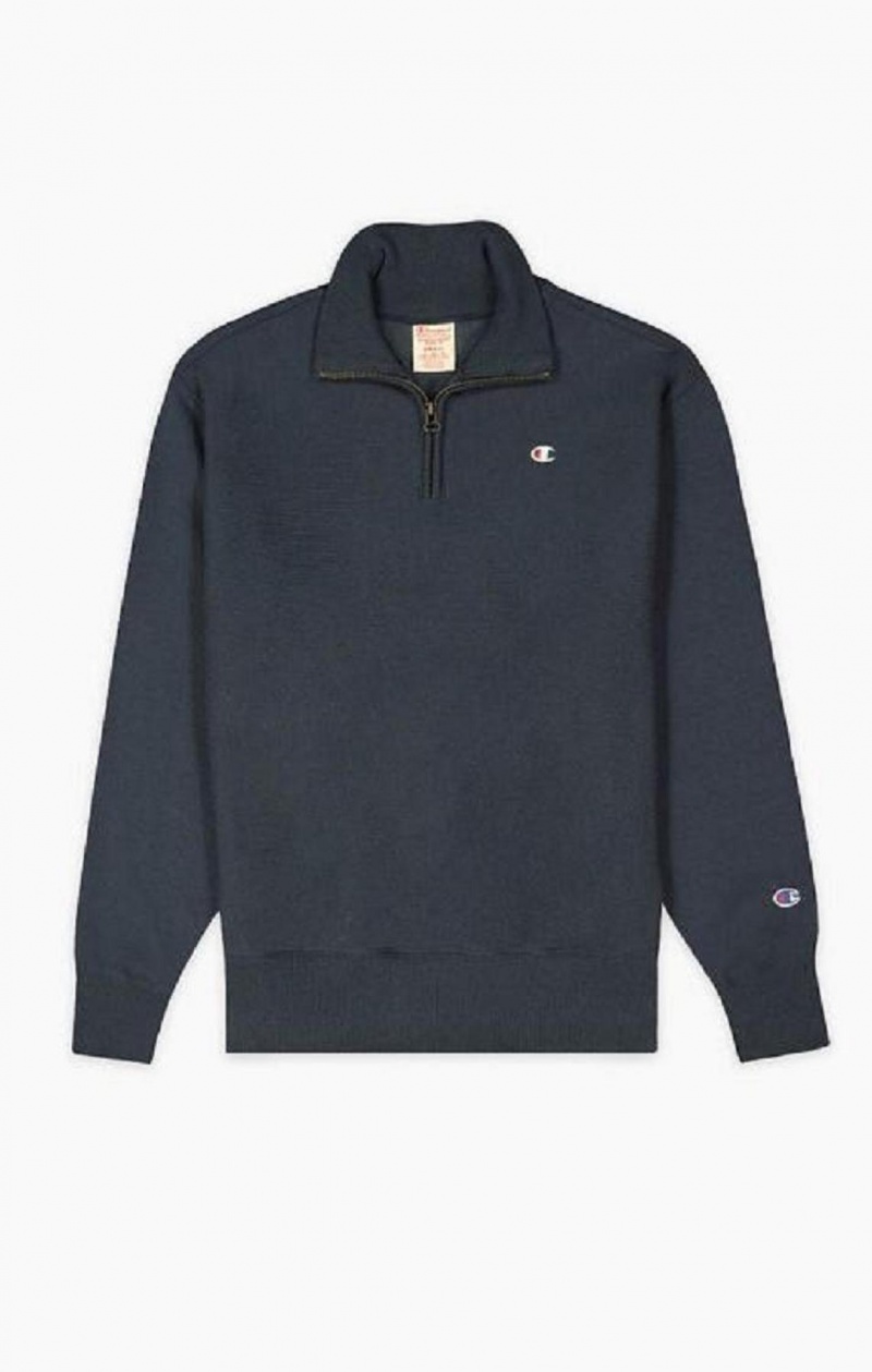 Champion Half Zip-Up Reverse Weave Cropped Sweatshirt Gensere Dame Mørke Turkis | 2973-DWJOG