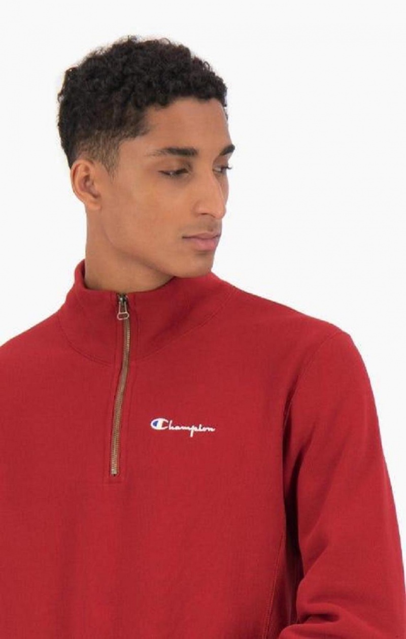 Champion Half Zip-Up Reverse Weave Sweatshirt Gensere Herre Burgunder | 8034-RTHVP