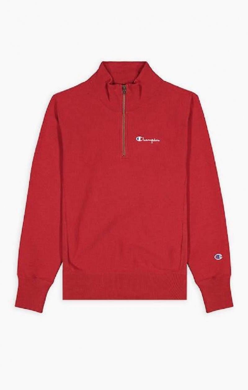 Champion Half Zip-Up Reverse Weave Sweatshirt Gensere Herre Burgunder | 8034-RTHVP