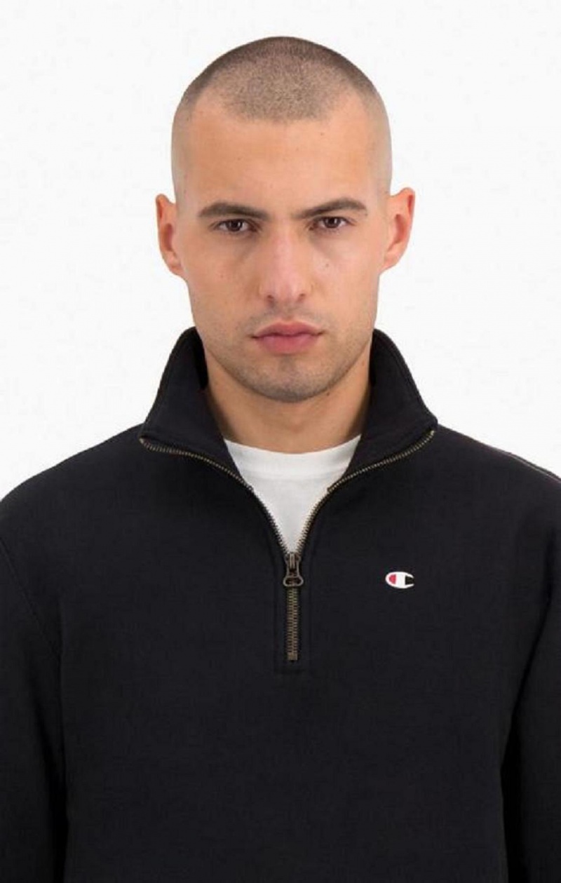 Champion Half Zip-Up Reverse Weave Sweatshirt Gensere Herre Svarte | 8794-WKRLC