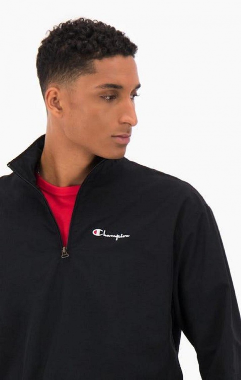 Champion Half Zip-Up Script Logo Track Jacket Jakker Herre Svarte | 5908-LWEMG