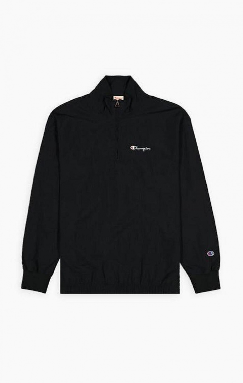 Champion Half Zip-Up Script Logo Track Jacket Jakker Herre Svarte | 5908-LWEMG