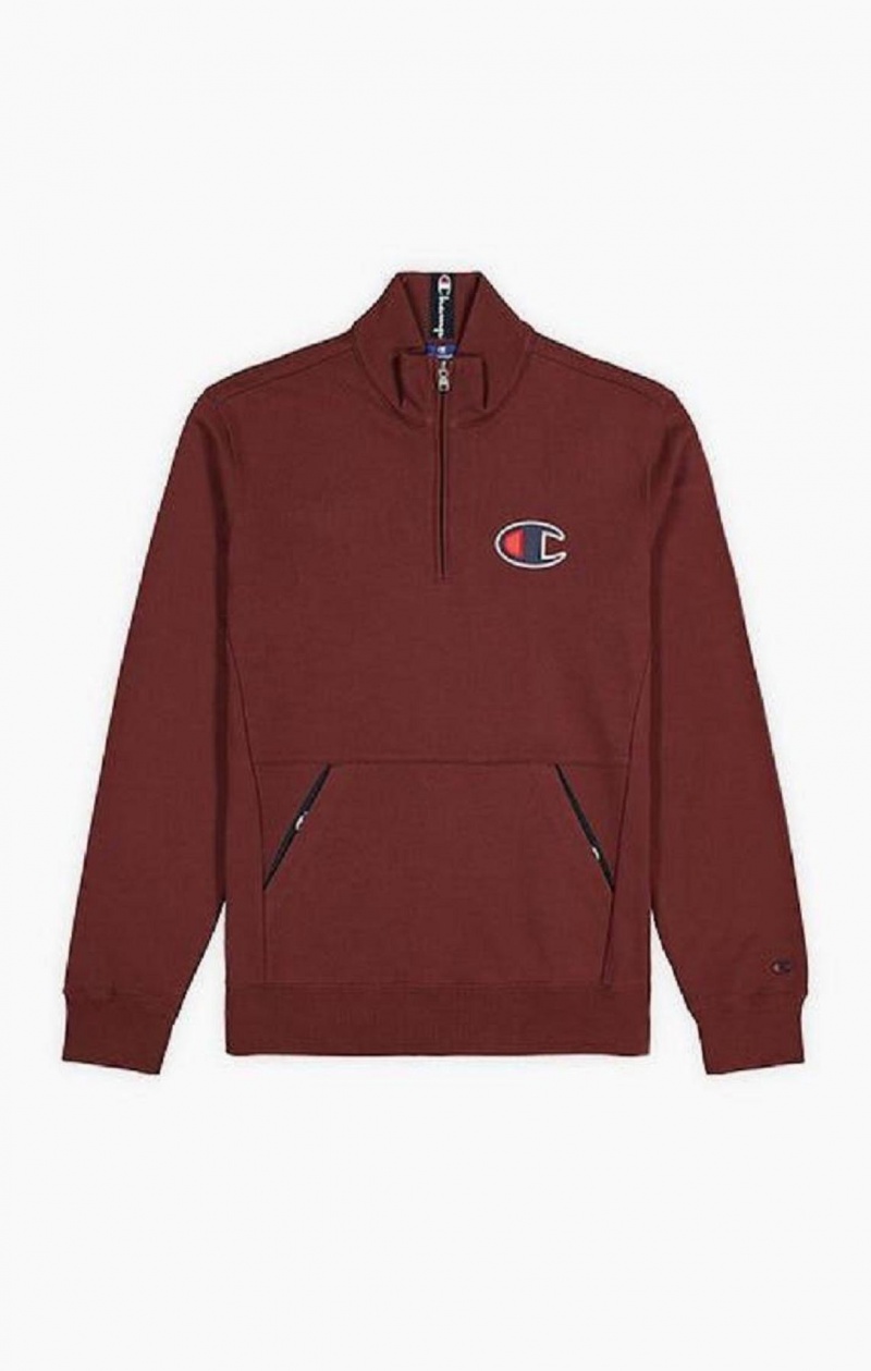 Champion Half Zip-Up Semsket Skinn C Sweatshirt Gensere Herre Brune | 8246-DHAET