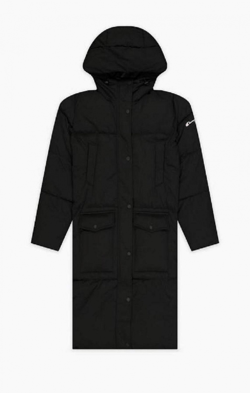 Champion Hette Long Parka Coat Jakker Dame Svarte | 1290-EVYZI