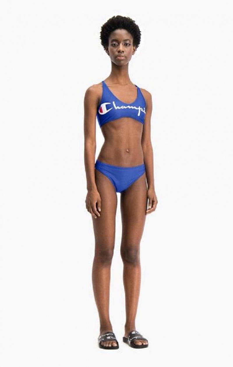 Champion High Leg Bikini Bottoms Badetøy Dame Blå | 4901-FNUET